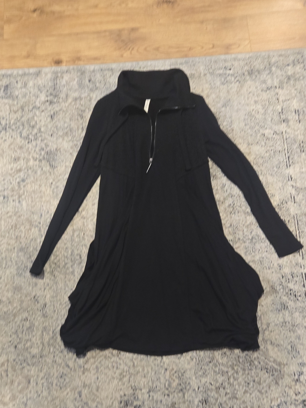 Women’s Black Long Sleeve A-Line Dress with Funnel Neck